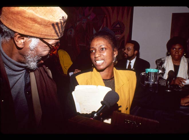Herb Boyd, Michele Wallace, Skip Gates, and Jacqueline Bobo, Black Popular Culture conference, Dia Art Foundation, New York, December 8-10, 1991